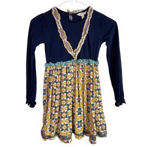 Matilda Jane Dress Country Damsel Girls 8 Blue Yellow Long Sleeve Fit Flare